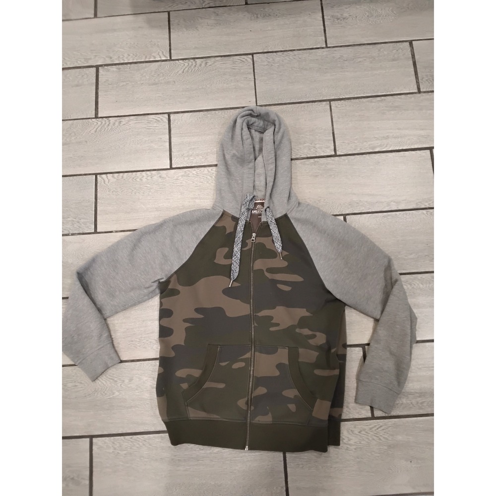 American Rag Camo Raglan Hoodie Zip Up Men's Sweatshirt